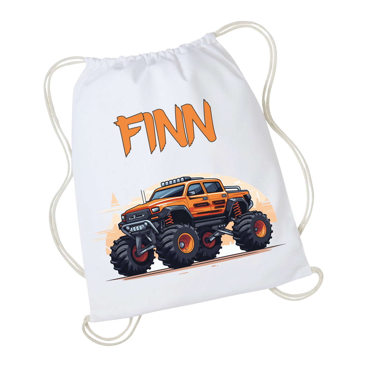 Gymtas met naam - Monstertruck Orange Climber