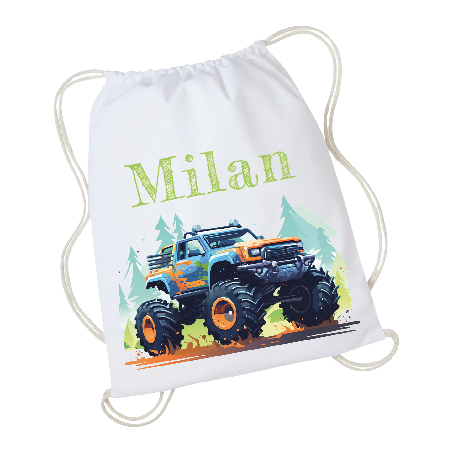 Gymtas met naam - Monstertruck Mud Madness