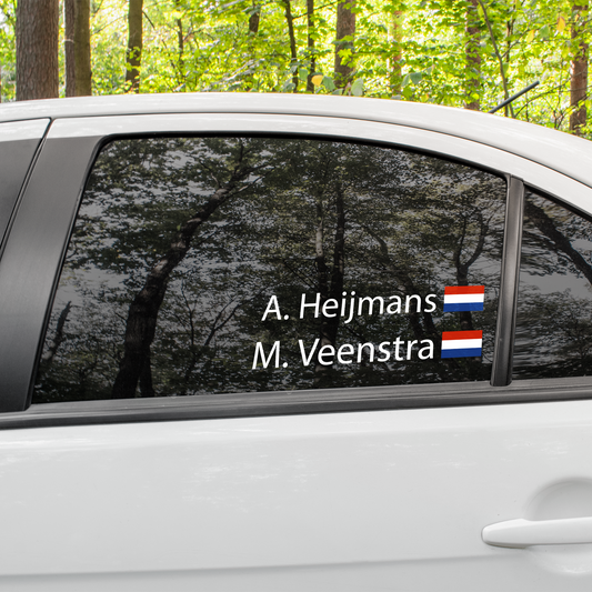 Rally naamsticker met vlag