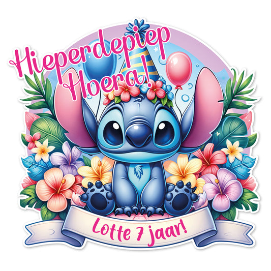 Traktatiesticker Stitch - Aloha Party
